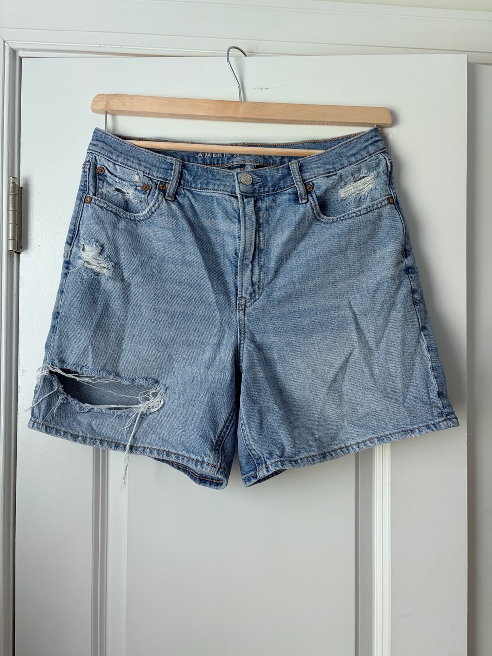 American Eagle Outfitters Medium Blue Distressed Denim Shorts